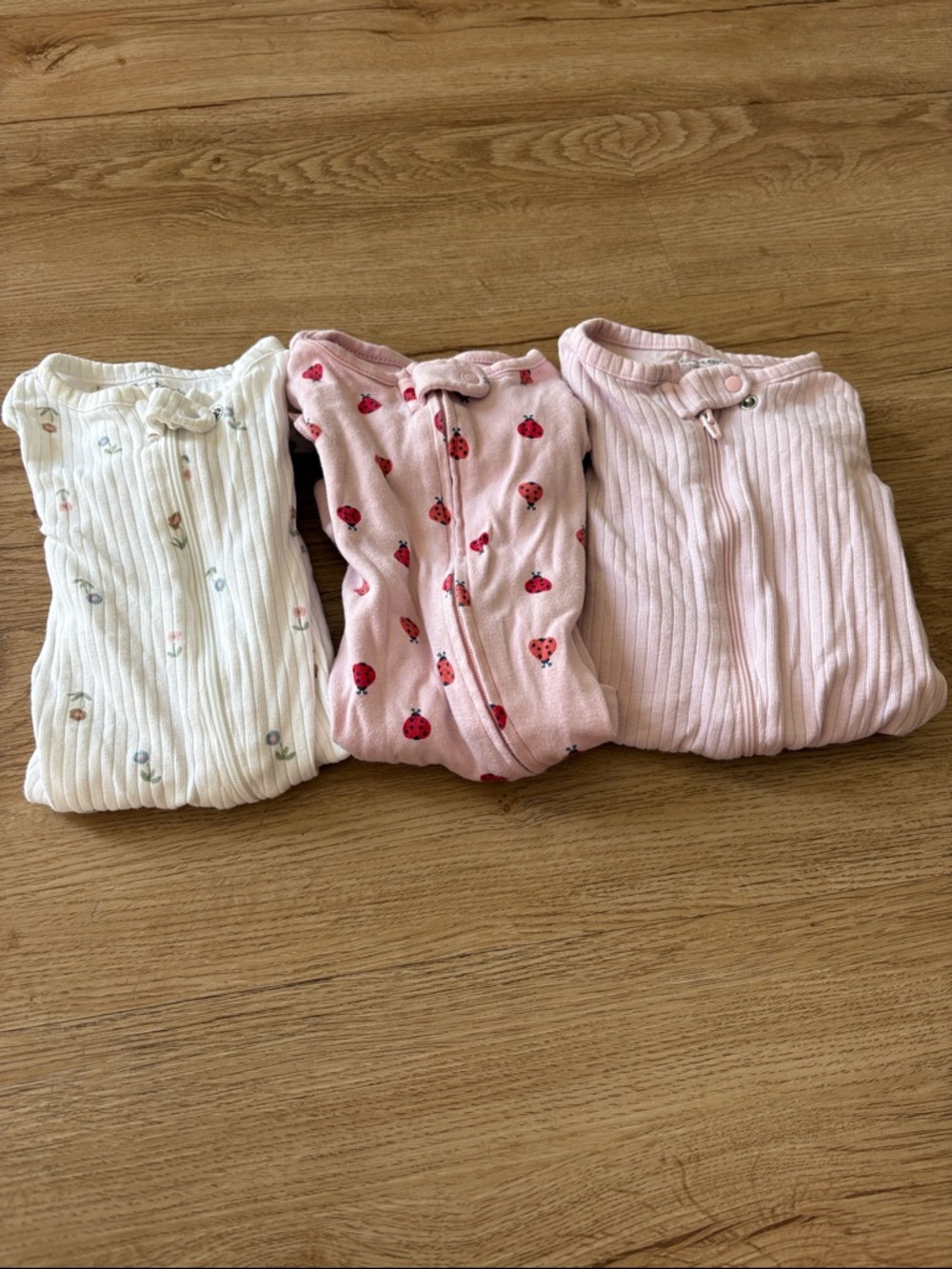 3pk Carters Baby Sleepers - Pink & Cream Prints